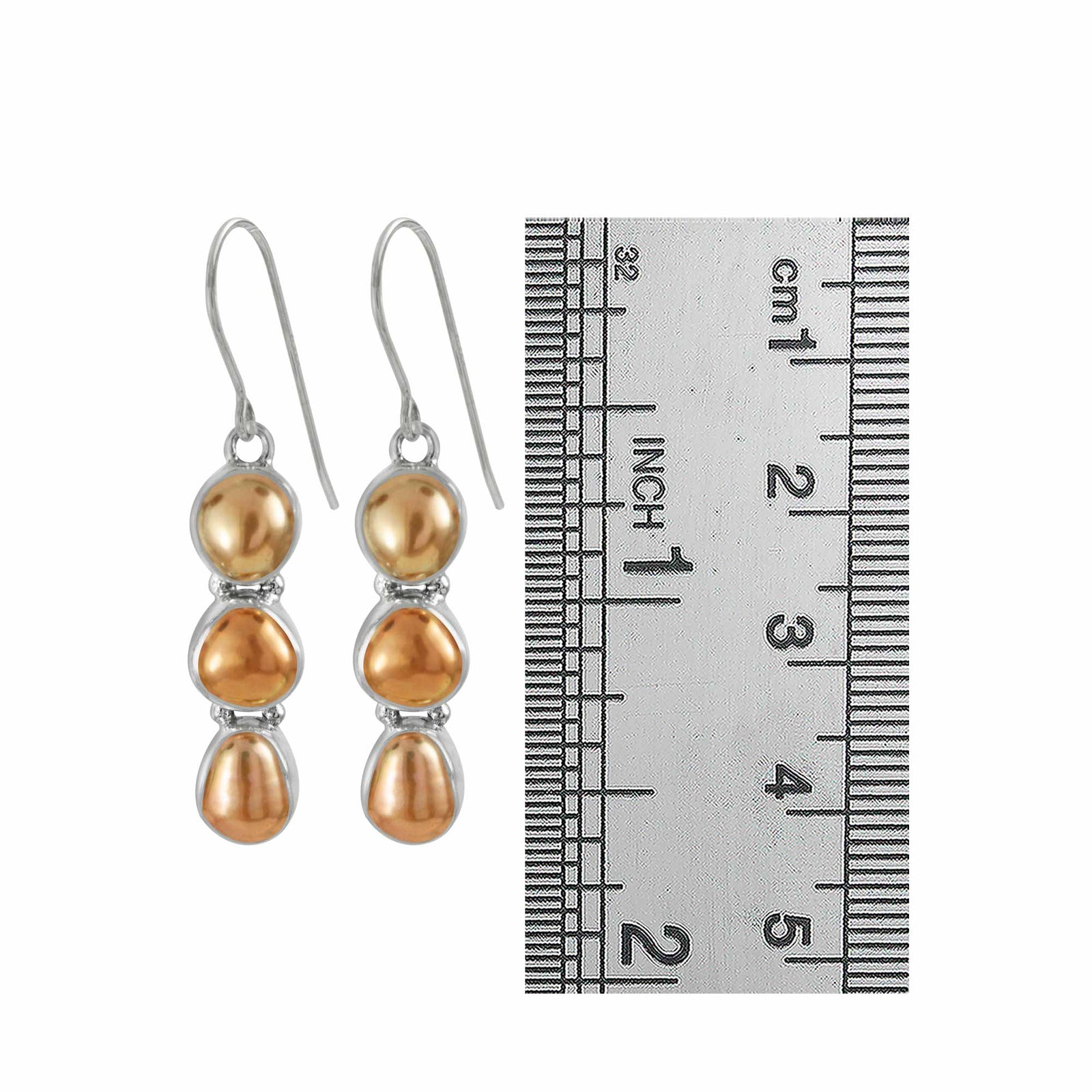 Triple Copper Pearl Earring