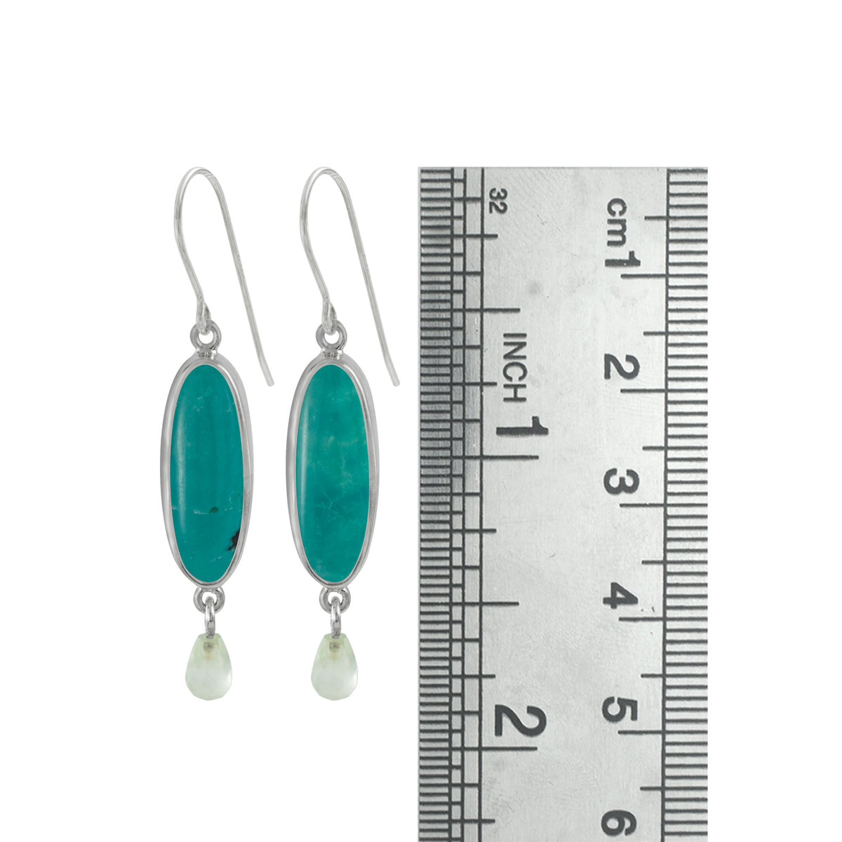 Sterling Silver Earring With Turquoise Oval, Praynite Brio Drop