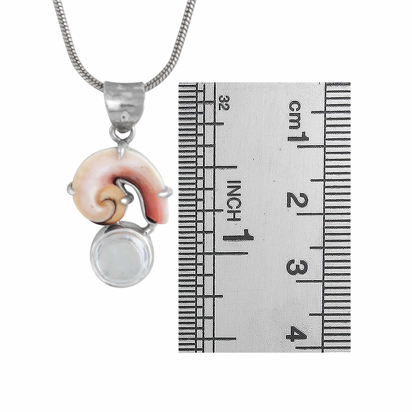 Sterling Silver Pendant With Shell Spiral And Pearl