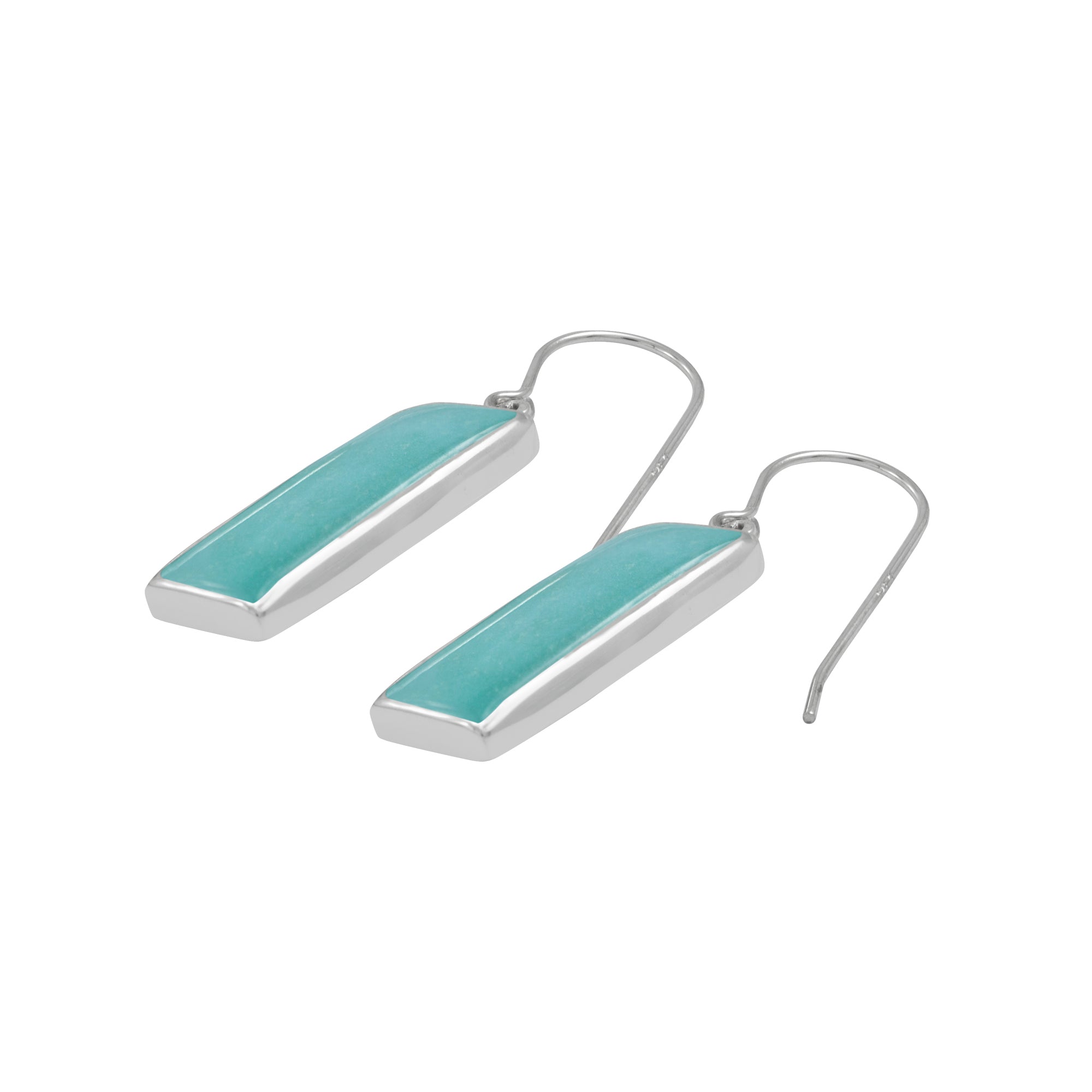 Sterling Silver Earring With Turquoise Rectangle Drop