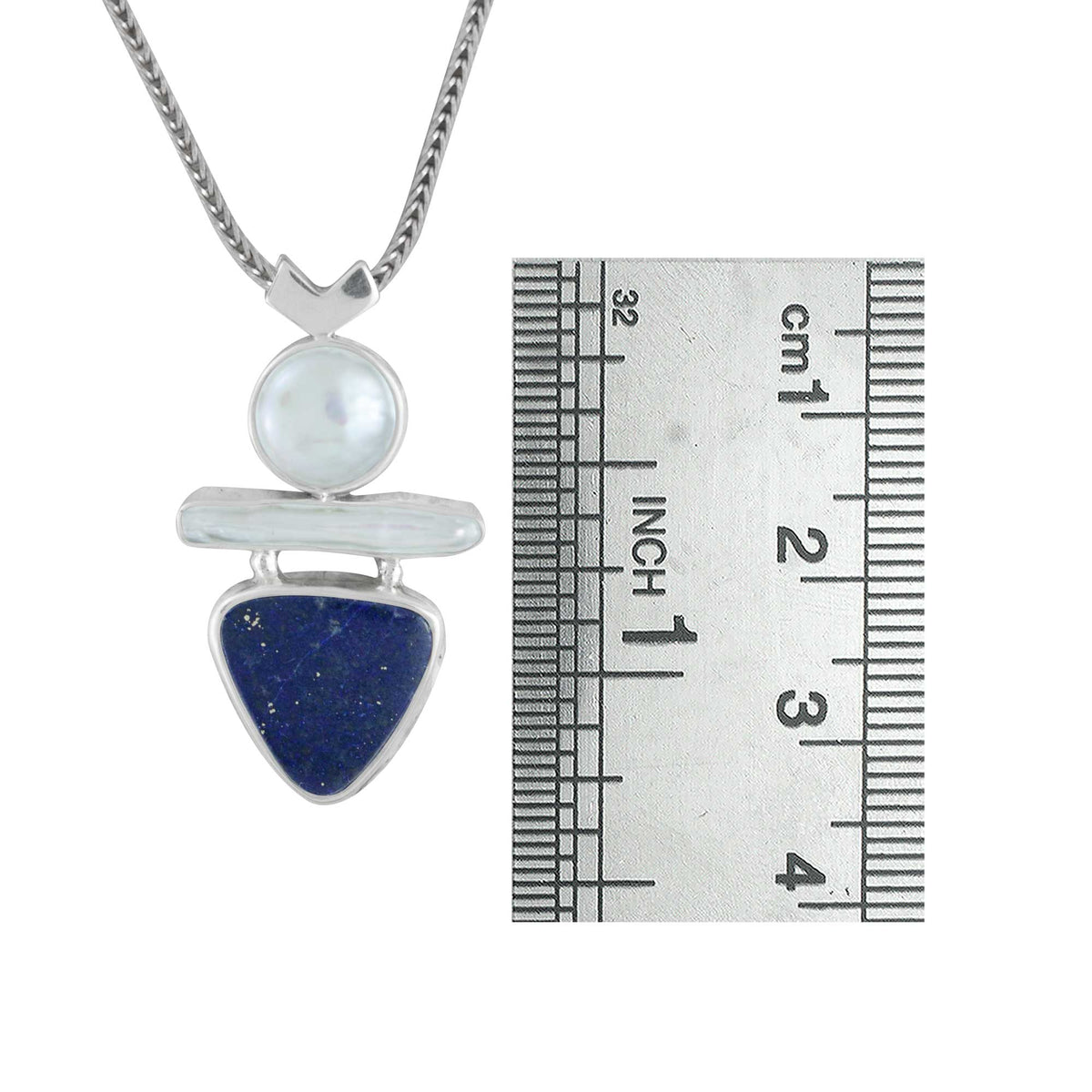 Sterling Silver Pendant With Pearl And Lapis
