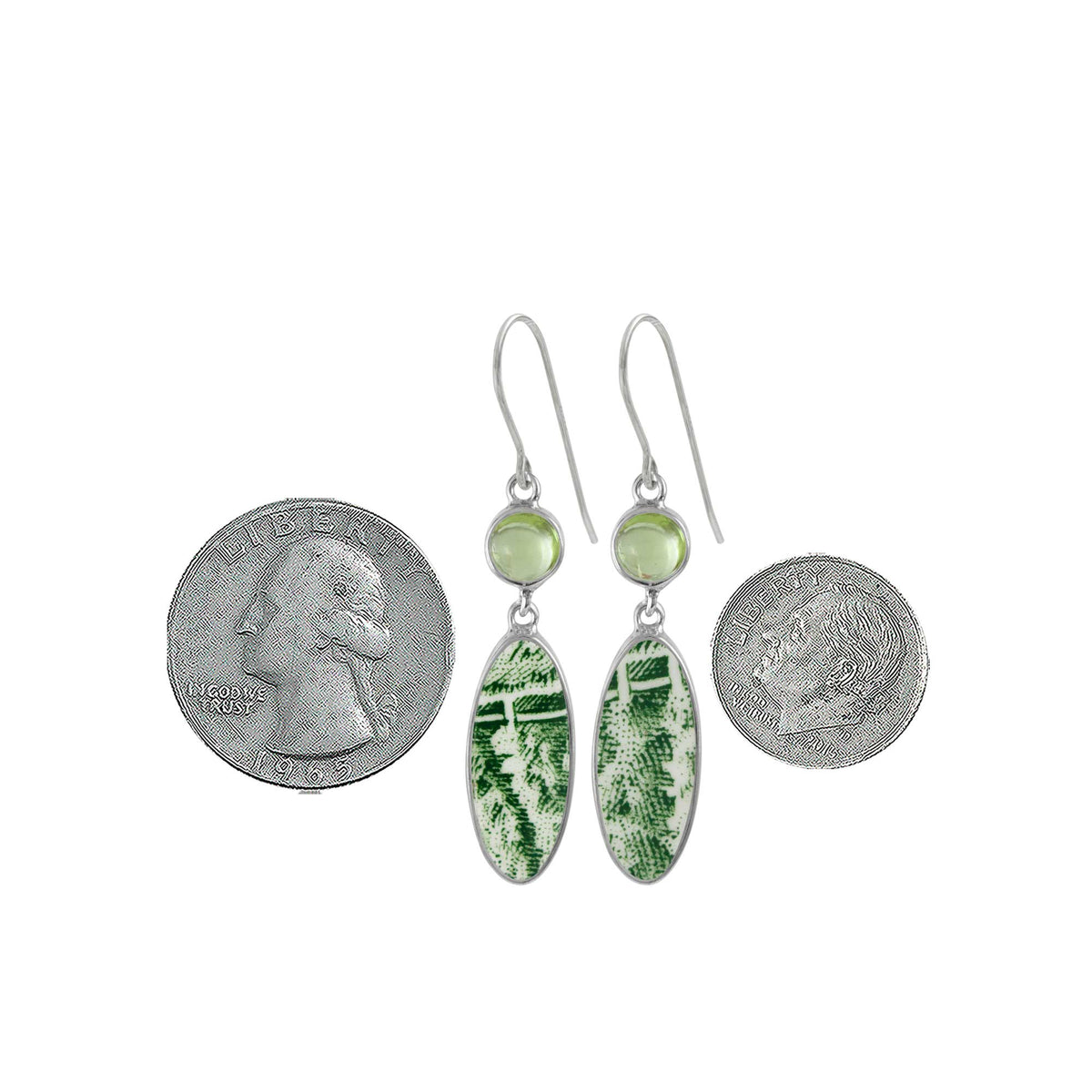 Pottery Drop Earrings with Gem stones