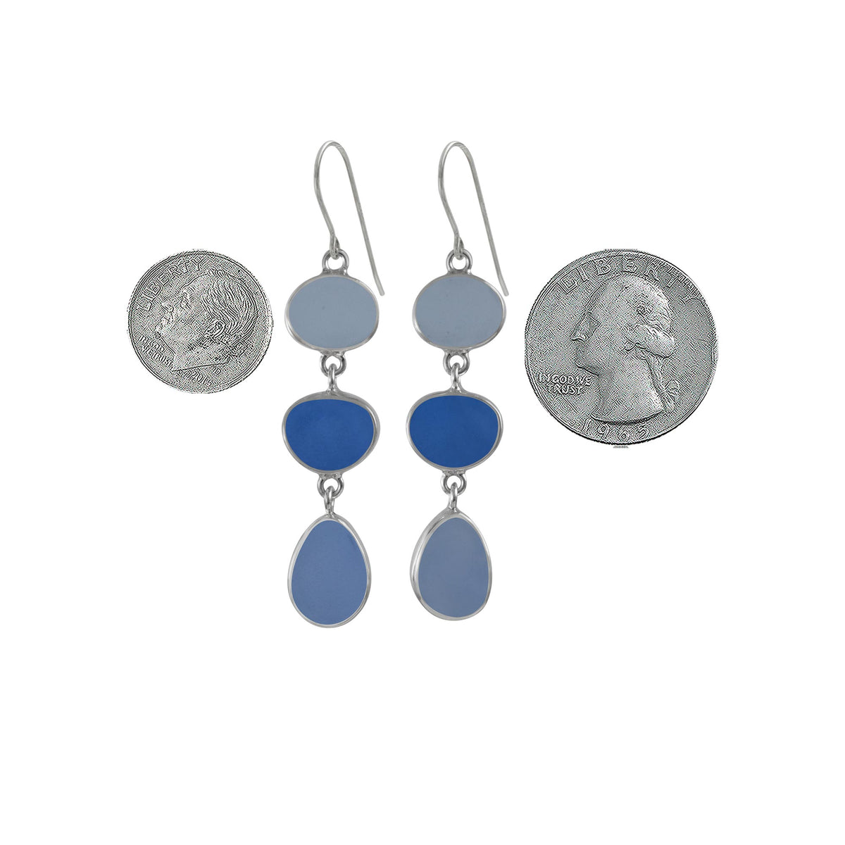 Silver Earring With Sea Glass