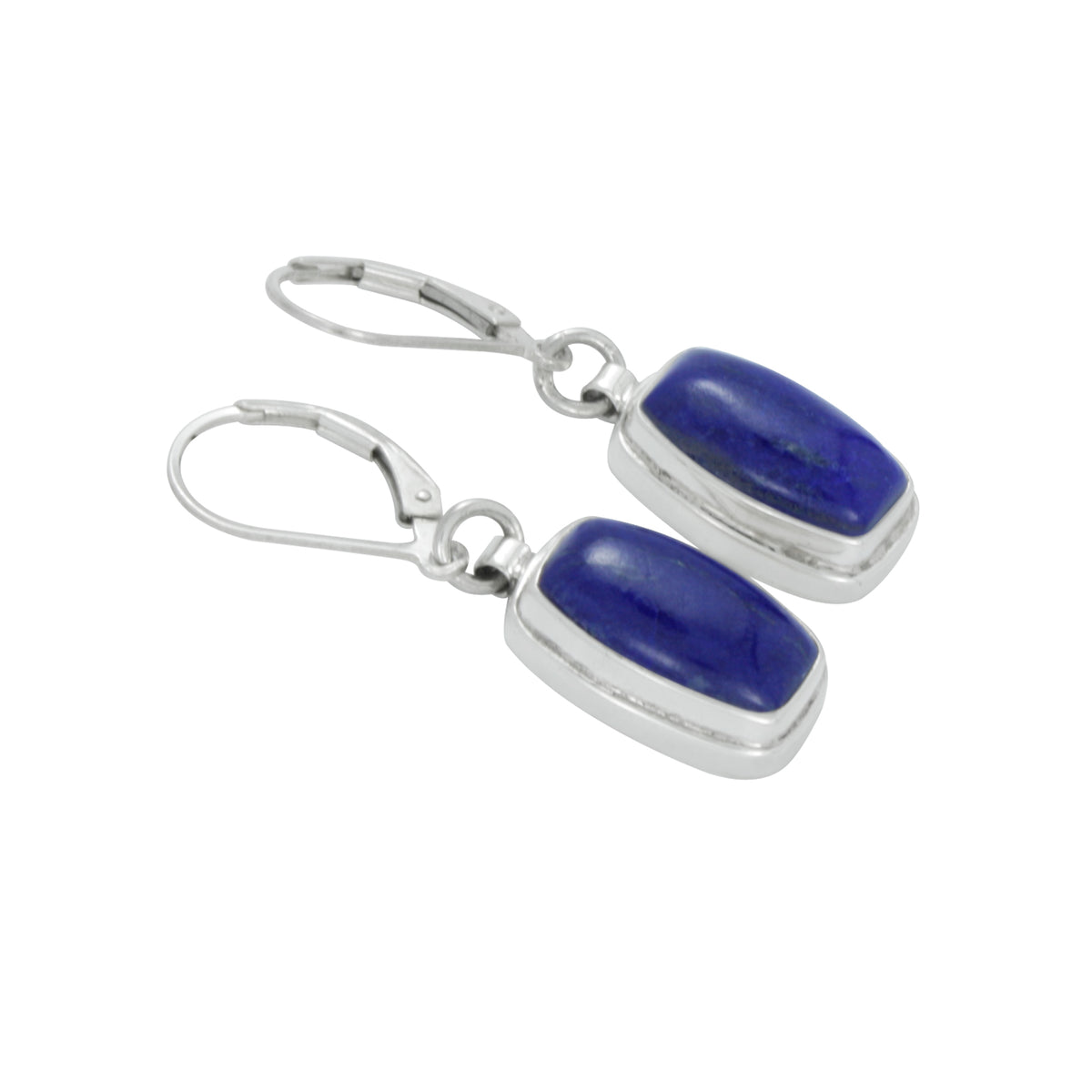 Sterling Silver Earring With Lapis Rectangle Drop