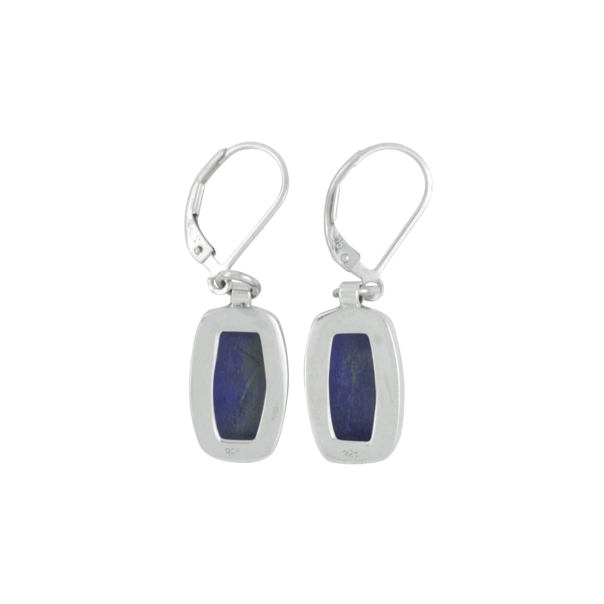 Sterling Silver Earring With Lapis Rectangle Drop