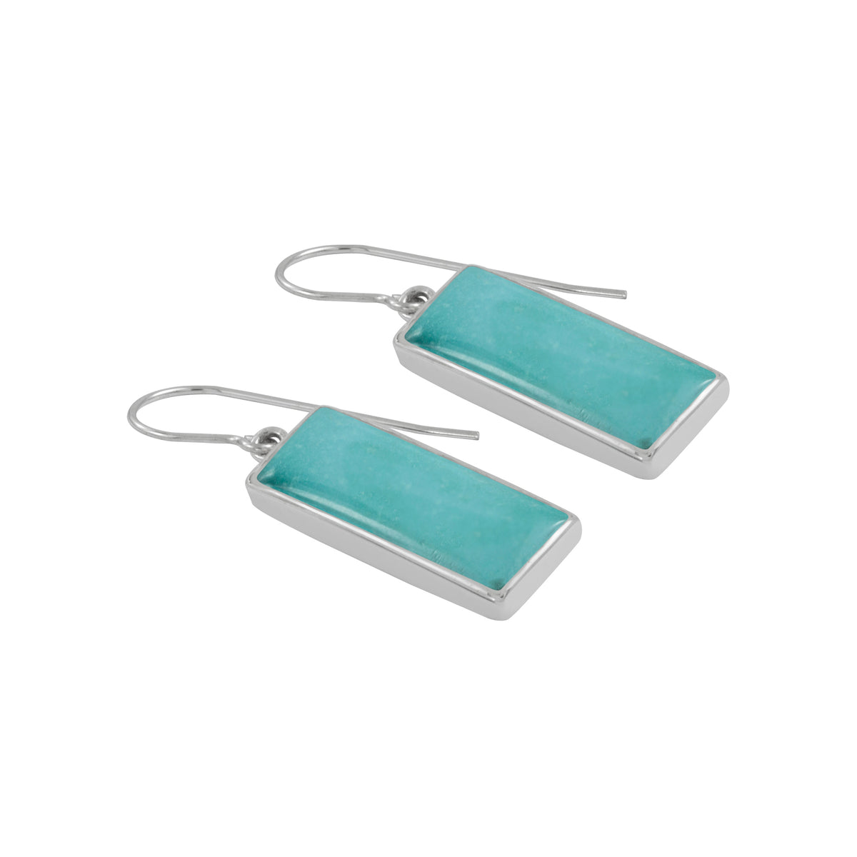 Sterling Silver Earring With Turquoise Rectangle Drop