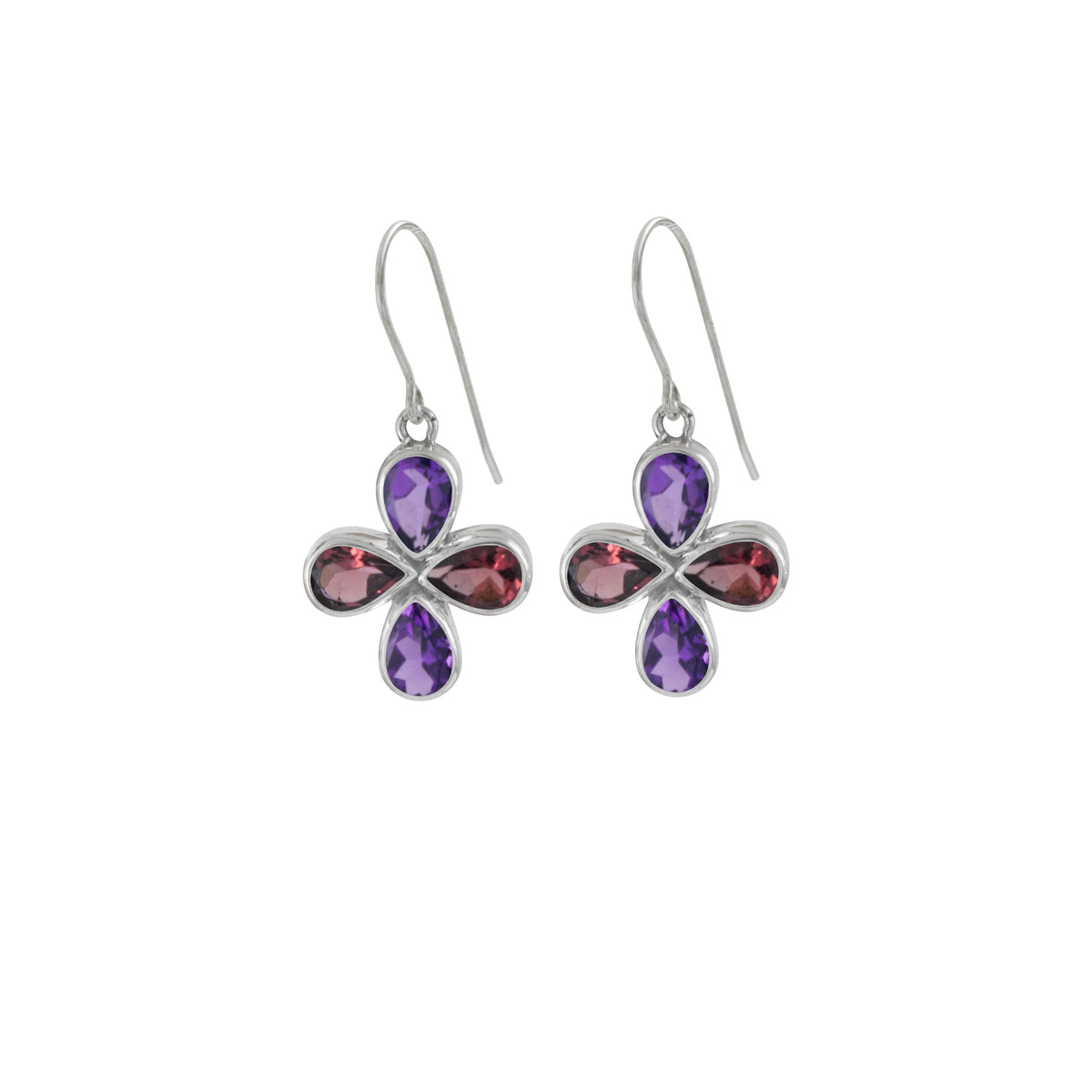 Amythyst and Garnet Gemstone earrings