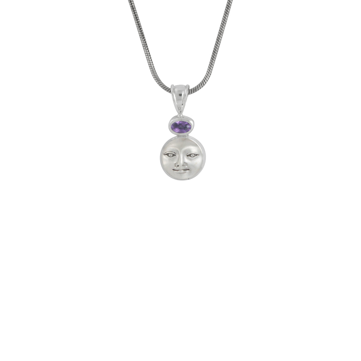 Sterling Silver Pendant With Silver Fce, Oval Stone