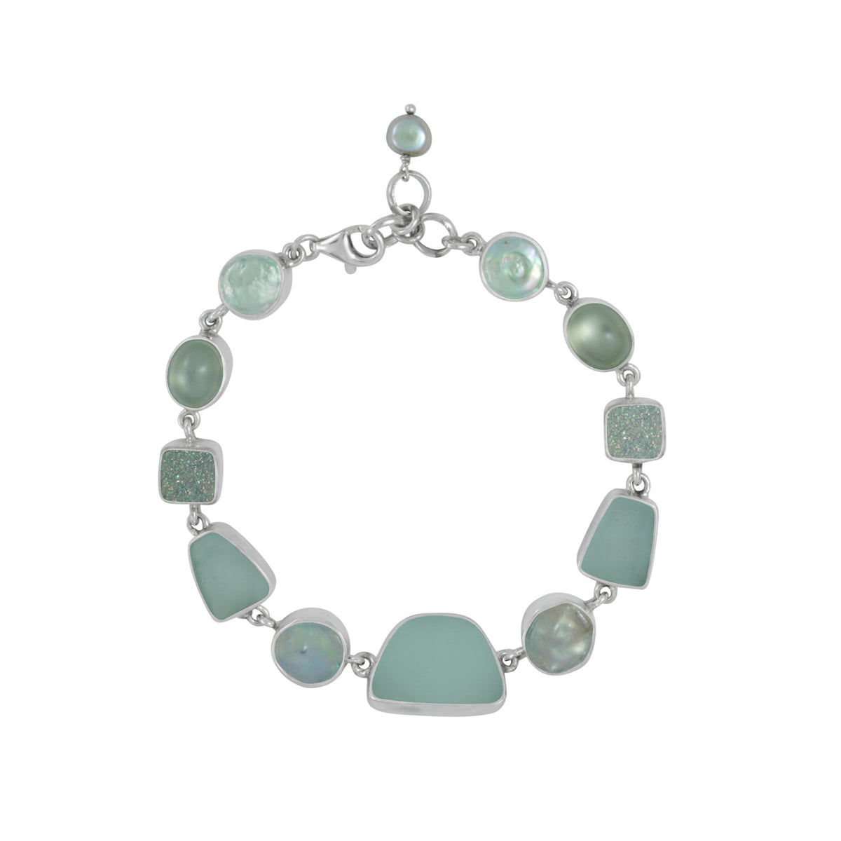 Exquisite Sea Glass &amp; Pearl Bracelet