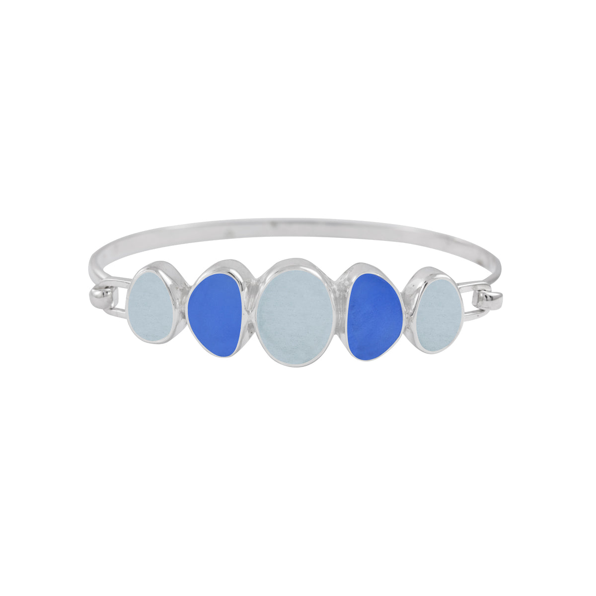 Sterling Silver Bracelet With Sea Glass Free Form