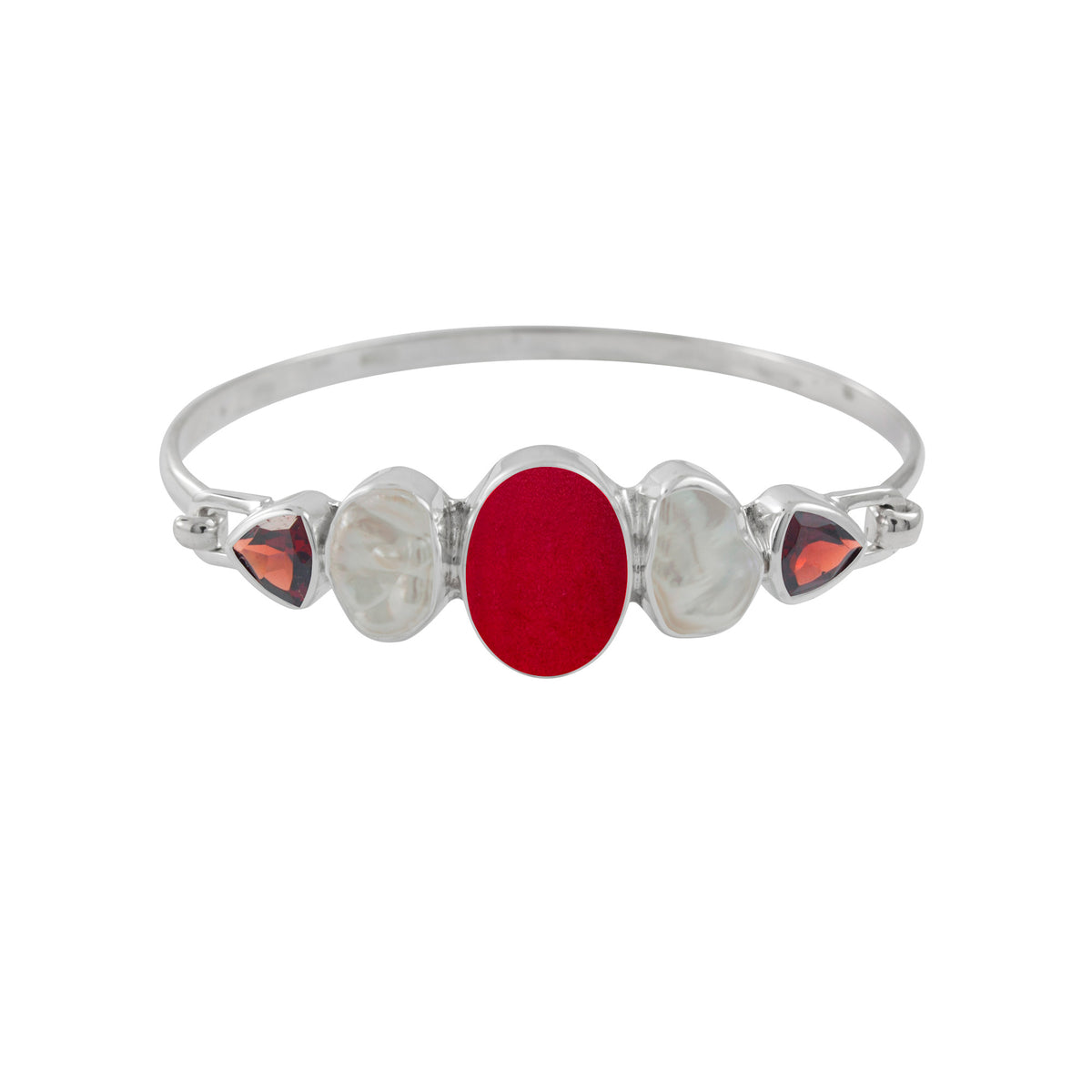 Sea Glass Pearl and Garnet hook Bracelet