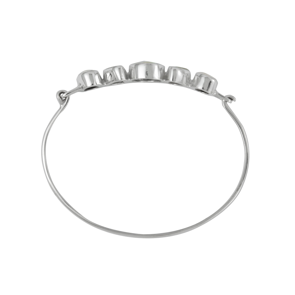 Sterling Silver Bracelet With Shell Nautilas Oval, Sea Glass White, Pearl Keishi