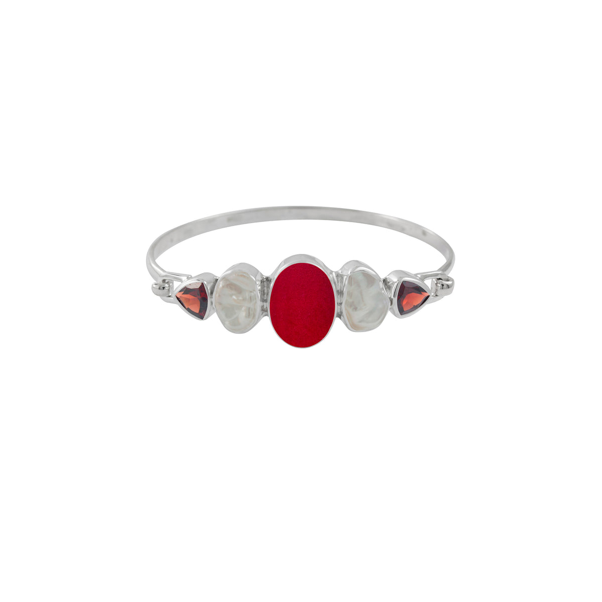 Sea Glass Pearl and Garnet hook Bracelet