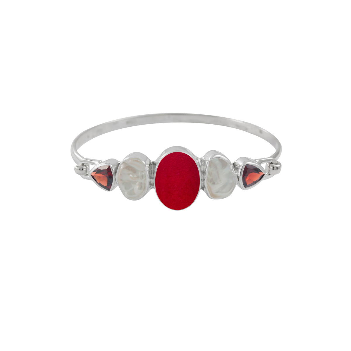 Sea Glass Pearl and Garnet hook Bracelet