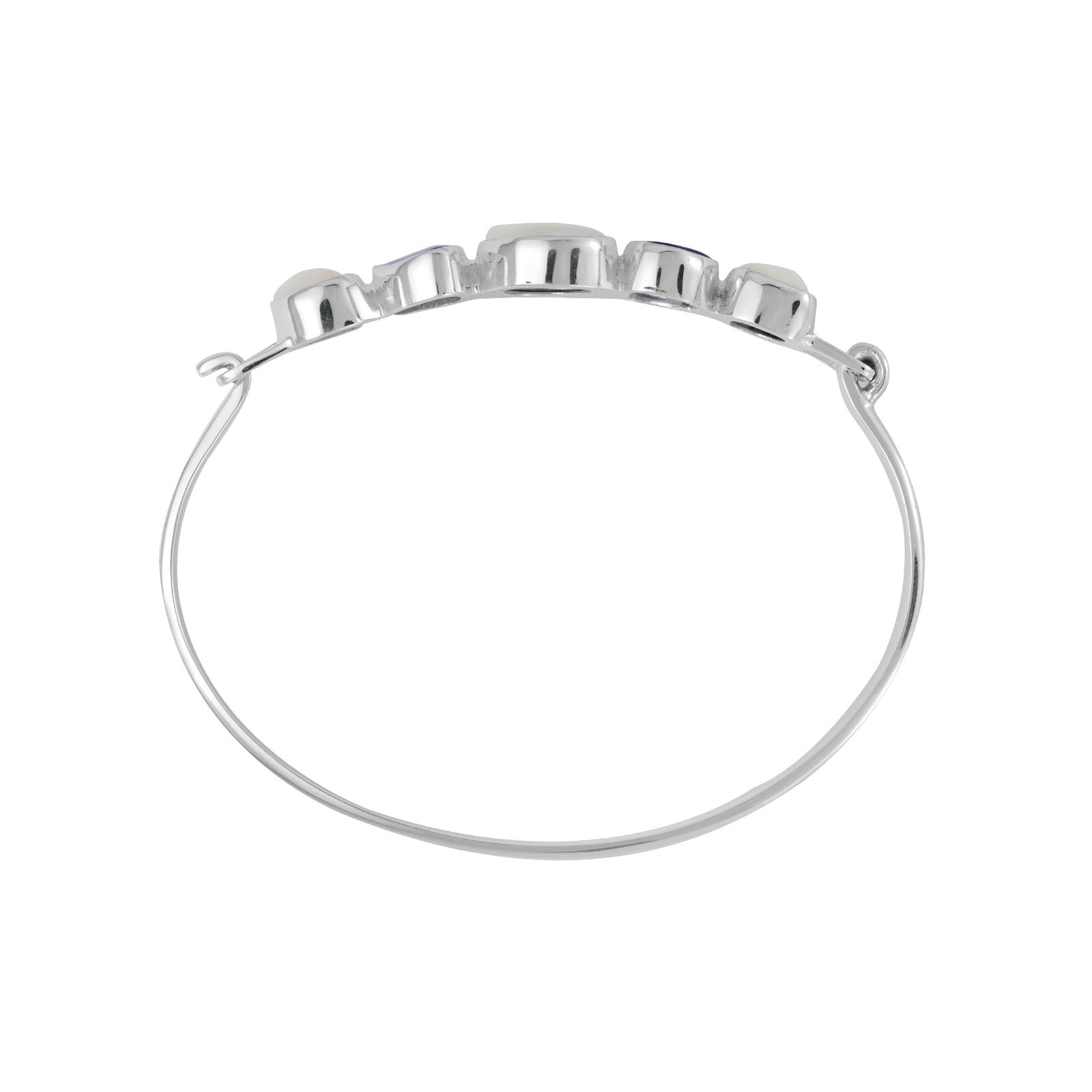 Fabulous Cobolt Blue Sea Glass, P & Pearl Bracelet Bangle with Hook Closure.