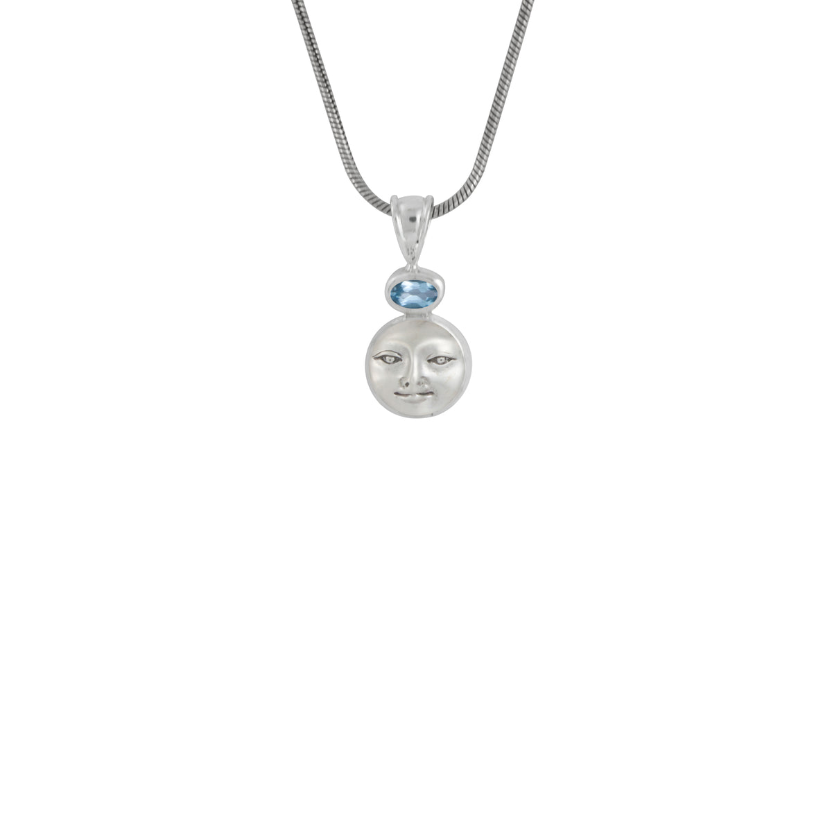 Sterling Silver Pendant With Silver Fce, Oval Stone