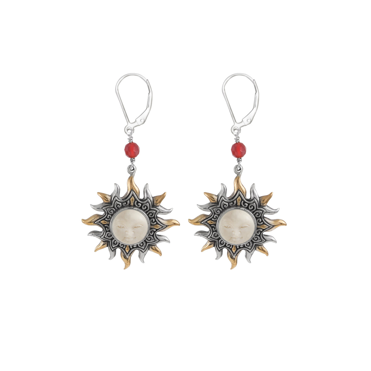 Sterling Silver Sun Collections Earring Bone Face With Pearl, Amozonite