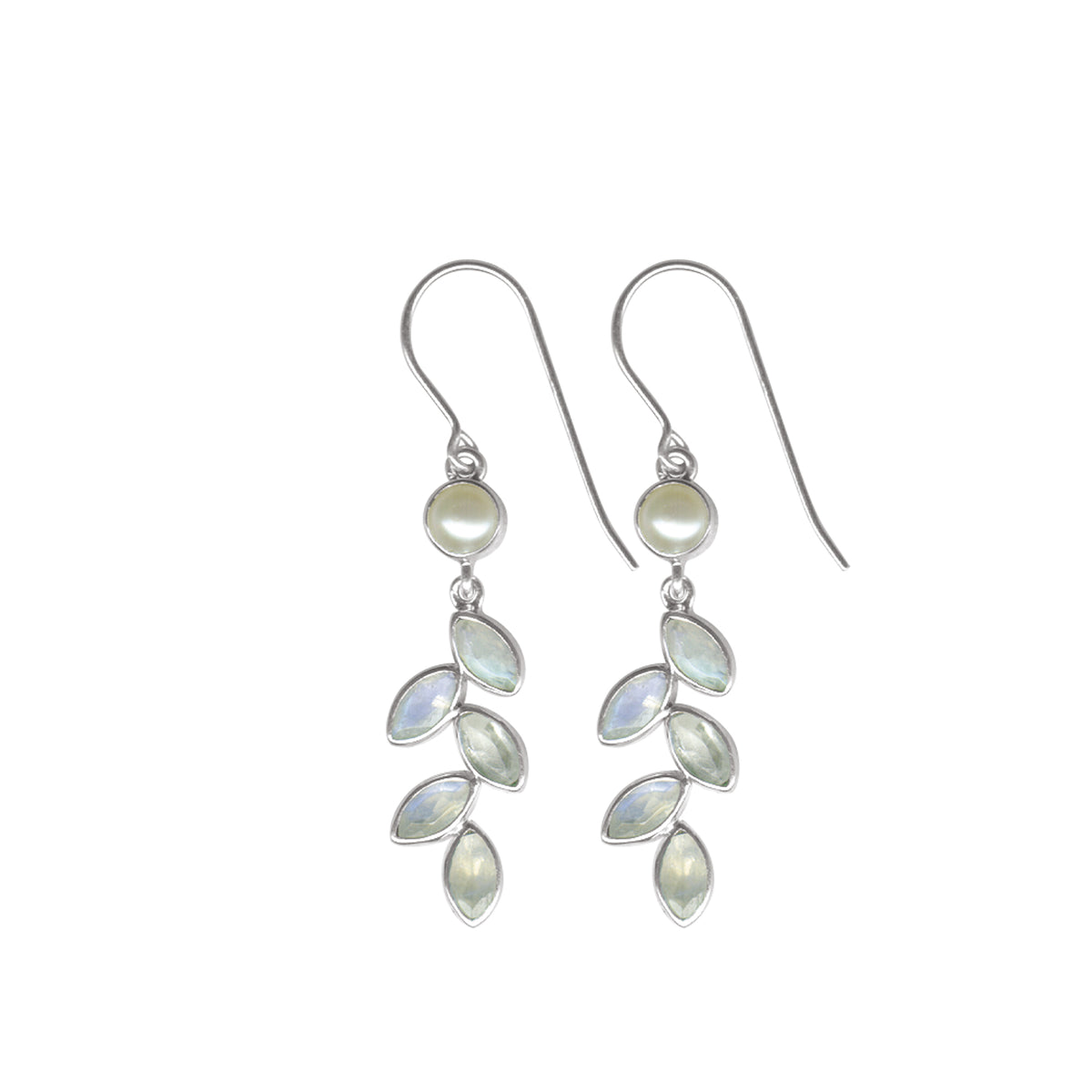 Gemstone &amp; Silver Branch Earring