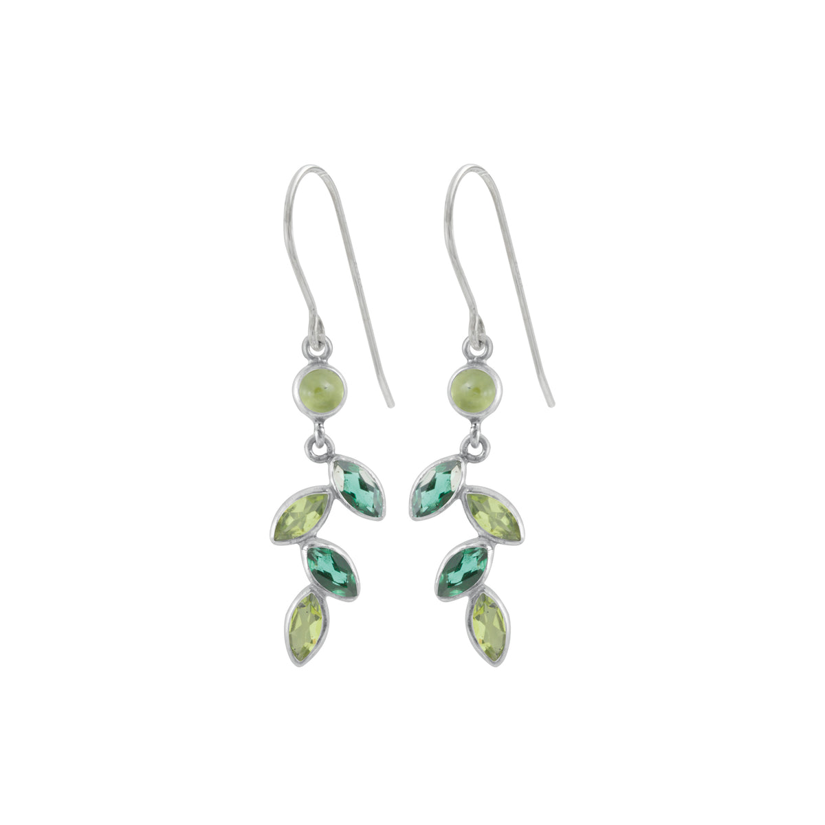Gemstone &amp; Silver Branch Earring