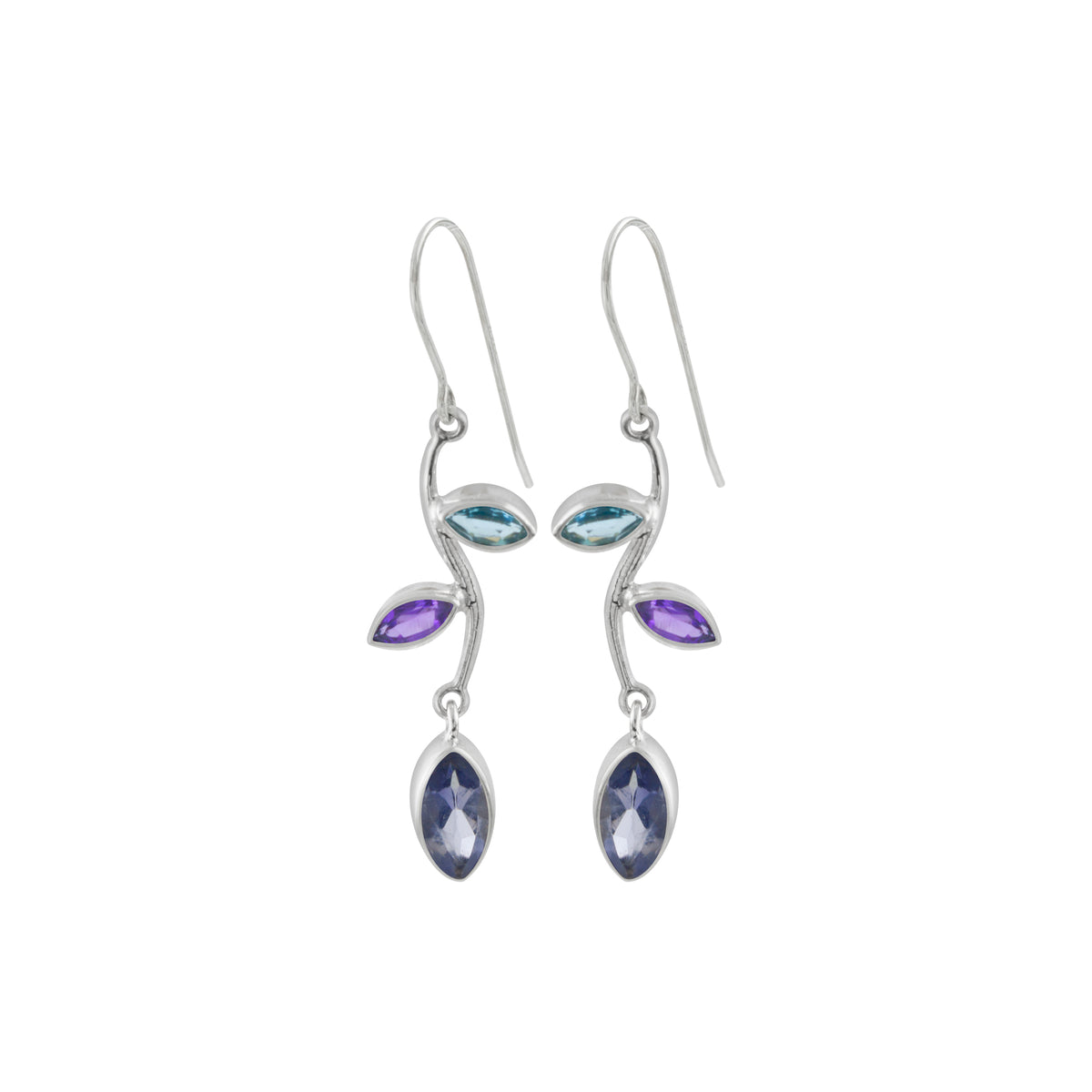 Sterling Silver Branch Leaf Collection Earring With Marquoise Stone