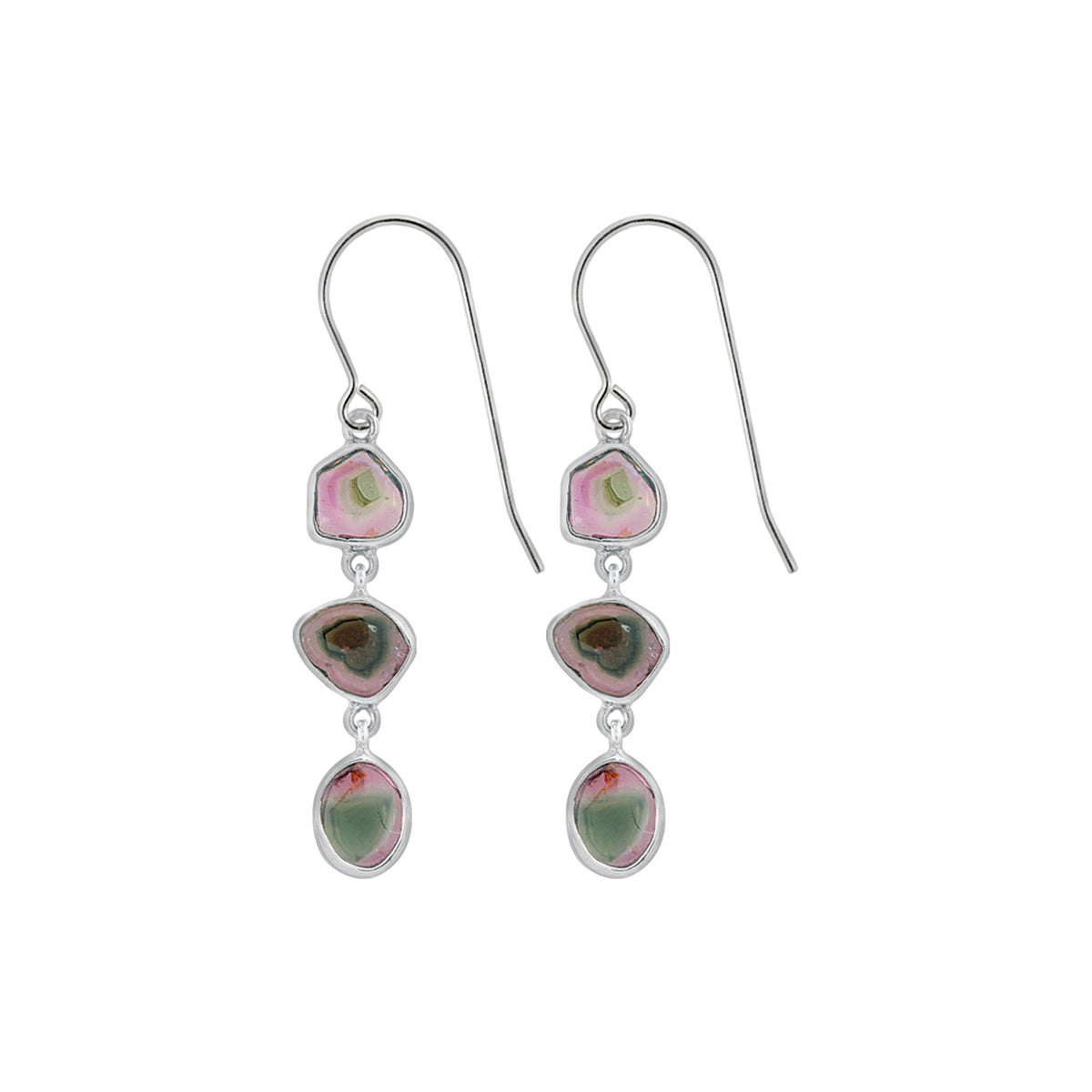 Sterling Silver With 3 Watermelon Free Form