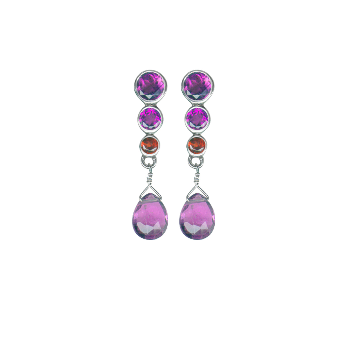 Sterling Silver Graduated Round Earring With Brio Drop