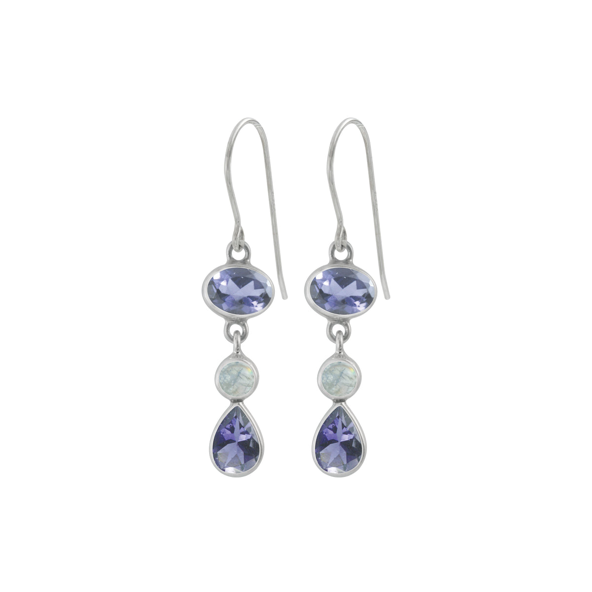 Sterling Silver Earring With Round And Oval Stone
