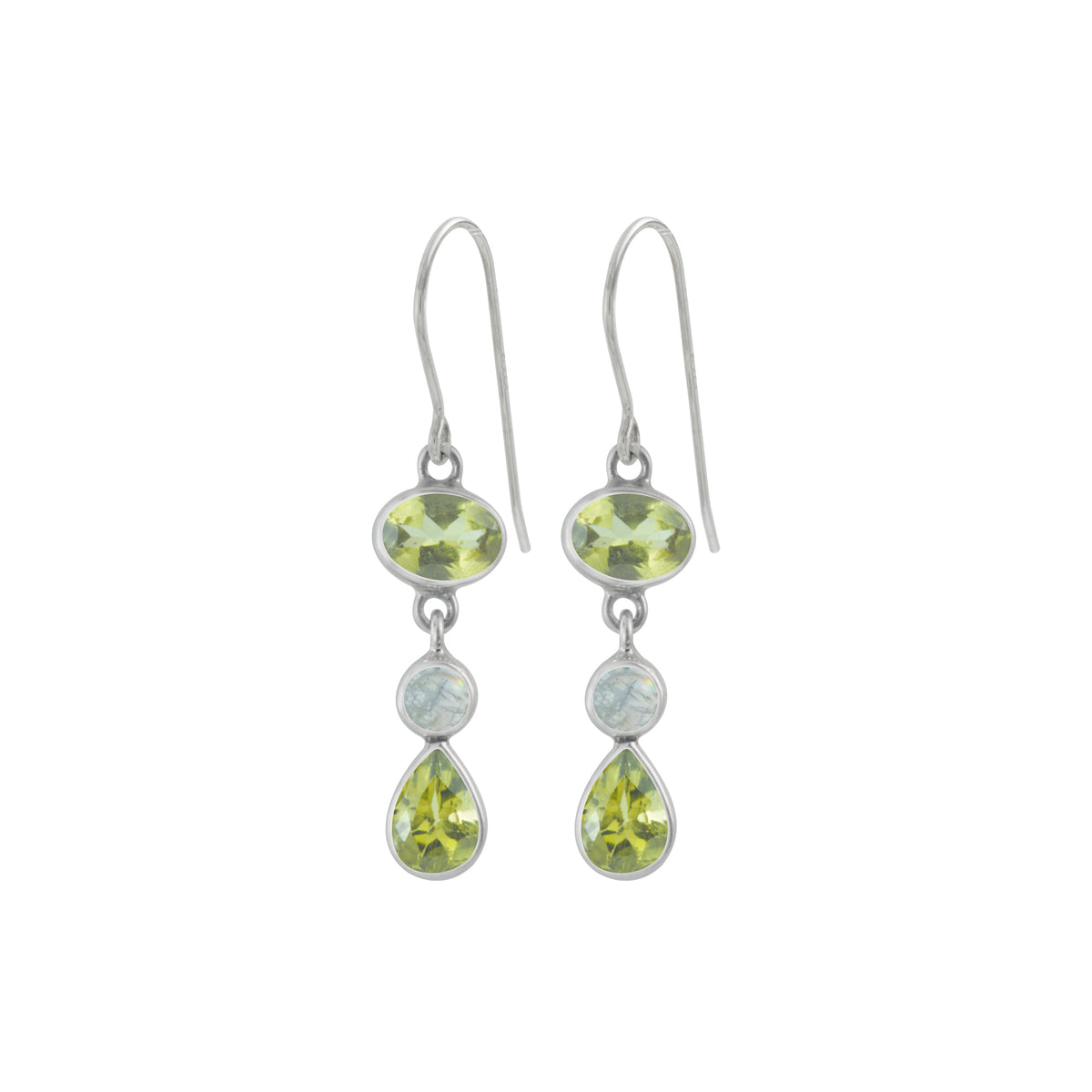 Sterling Silver Earring With Round And Oval Stone