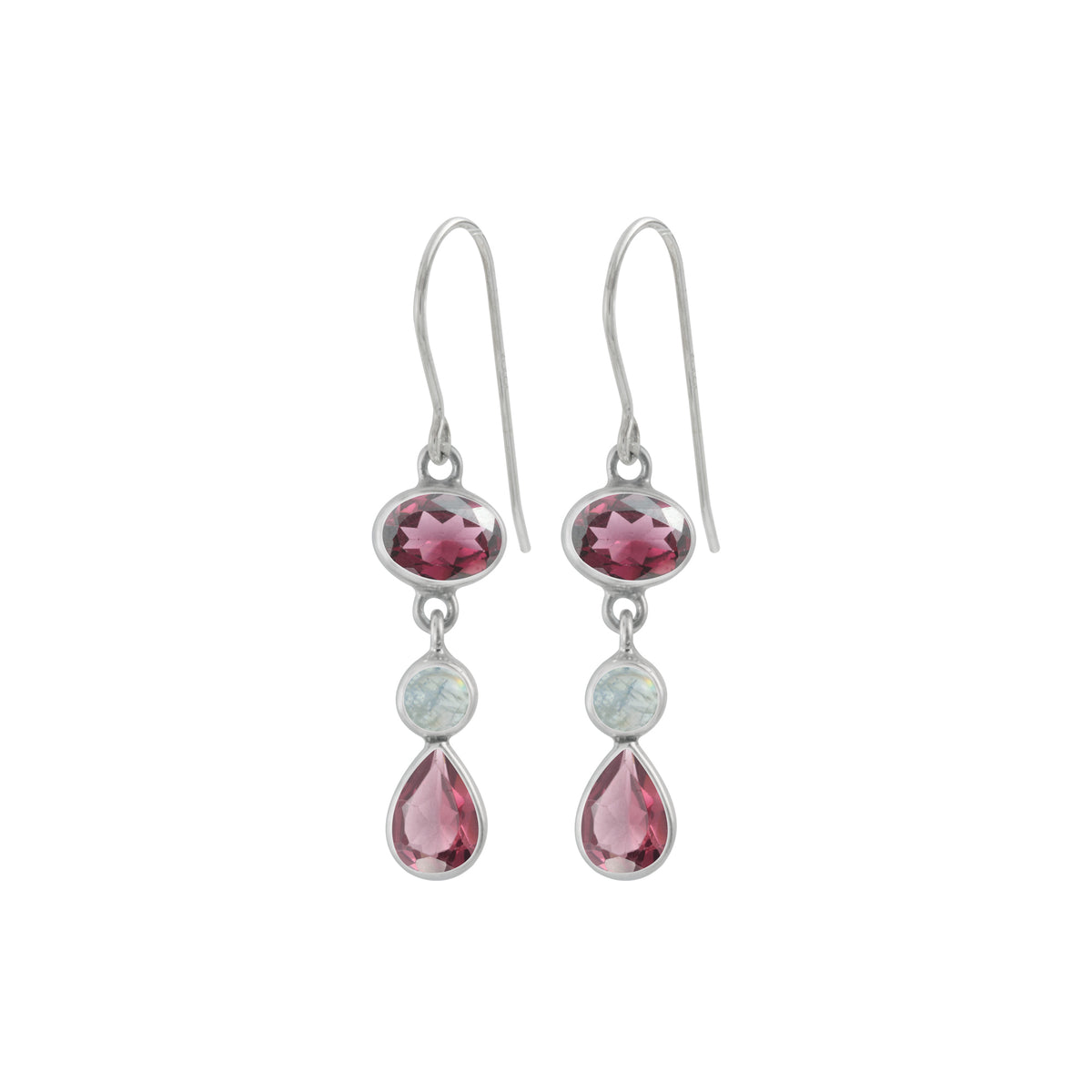 Sterling Silver Earring With Round And Oval Stone