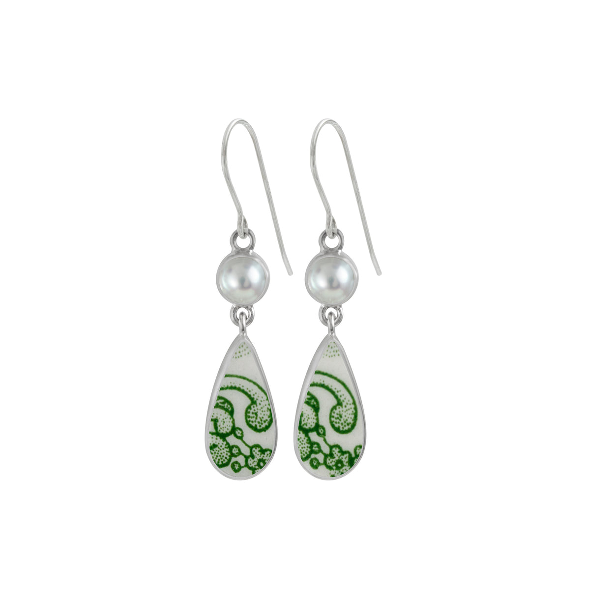 Pearl and Pottery Silver Earring