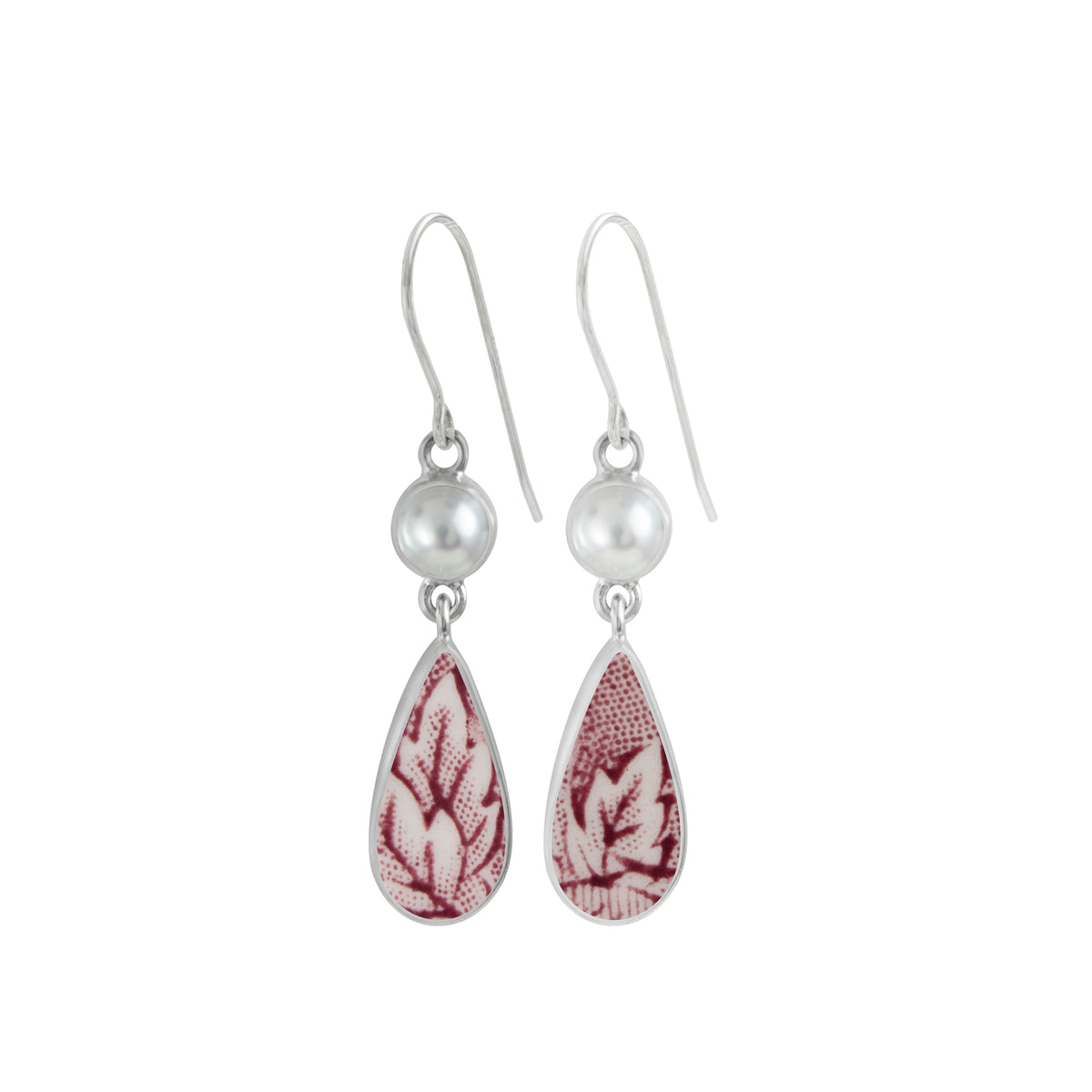 Pearl and Pottery Silver Earring