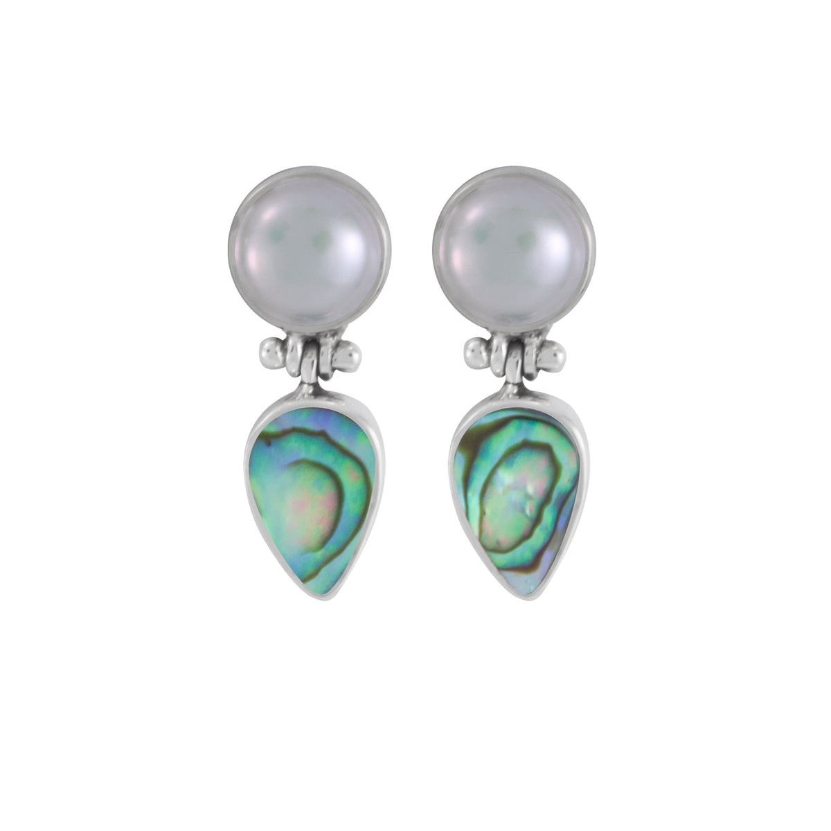 Sterling Silver Earring With Round Stone, Pear Stone