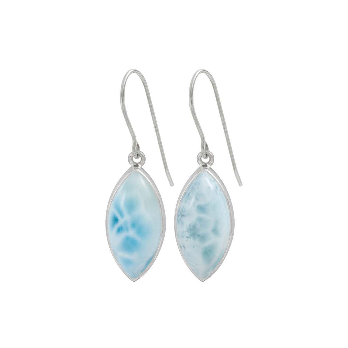 Sterling Silver Earring With Larimar Marqouise Drop