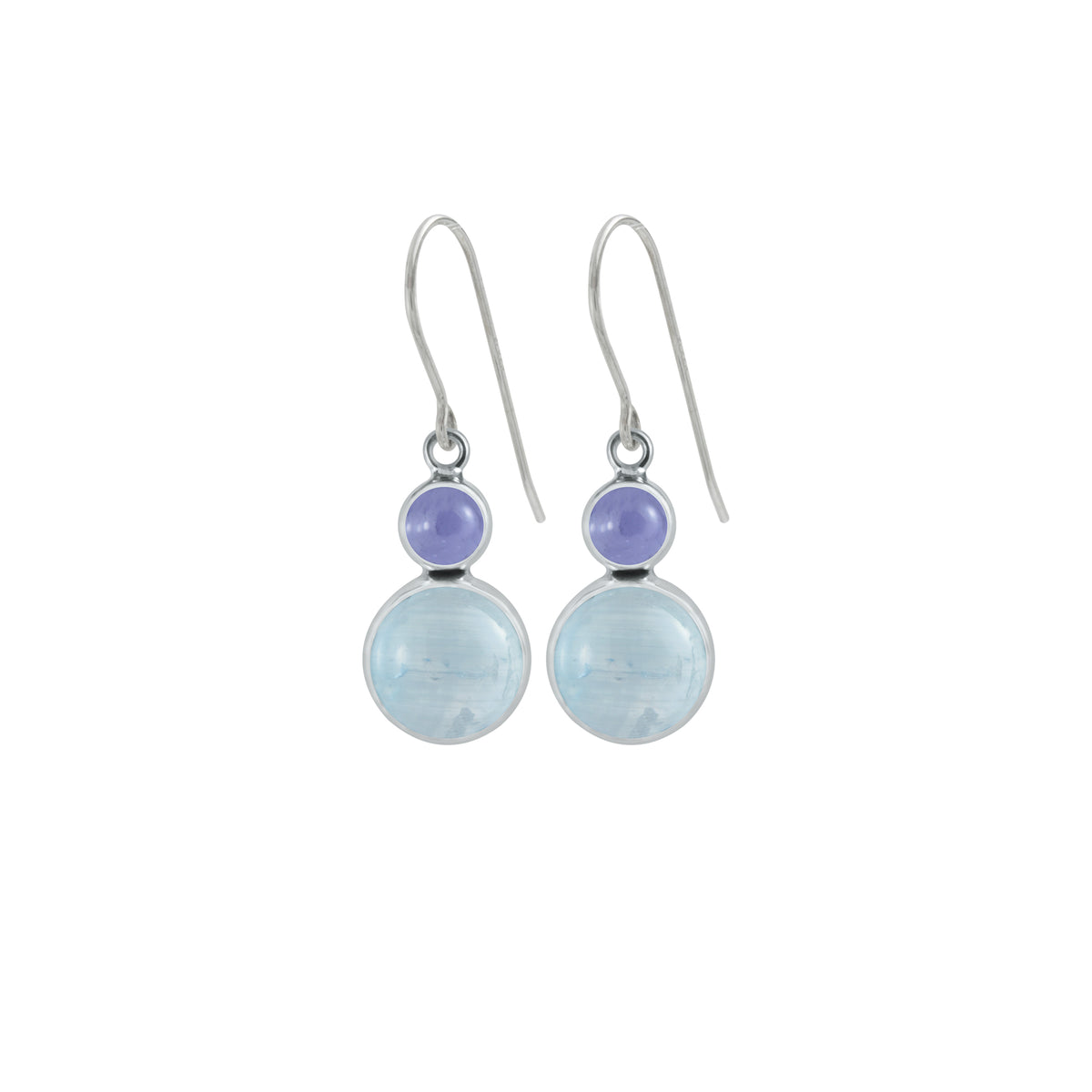 Sterling Silver Earring With Iolite, Selenite Round