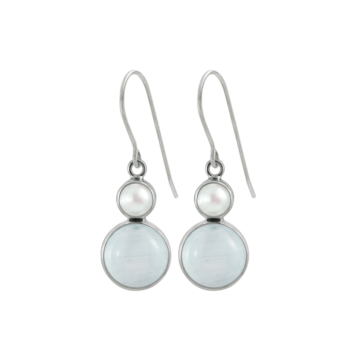 Sterling Silver Earring With Iolite, Selenite Round