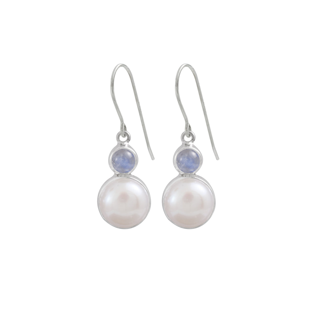 Rainbow Moonstone &amp; Pearl Classic Earring