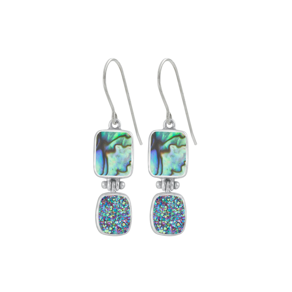 Simply Elegant Paua Shell And Druzy  Earrings