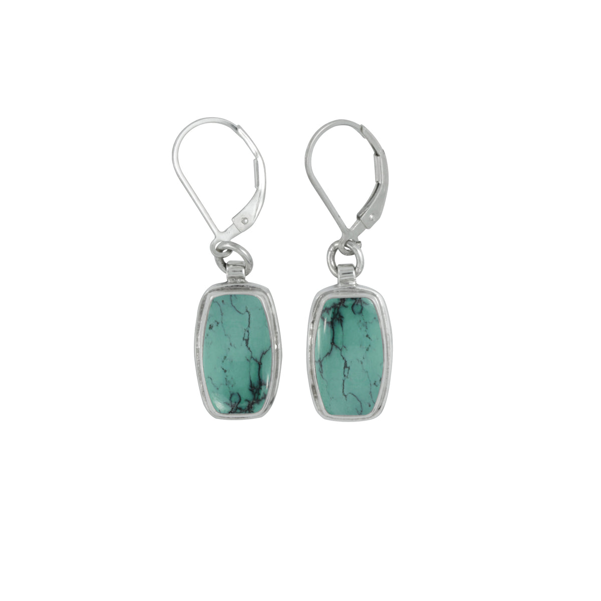 Sterling Silver Earring With Lapis Rectangle Drop