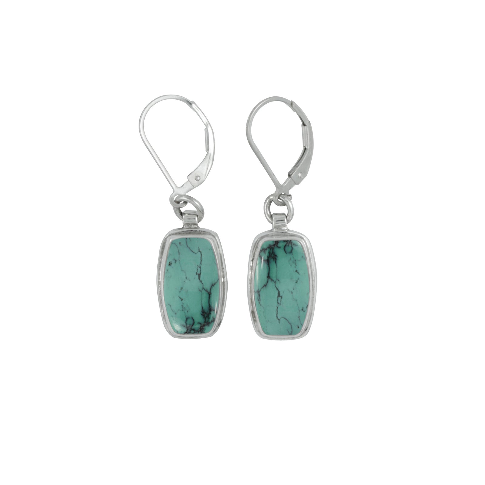 Sterling Silver Earring With Lapis Rectangle Drop