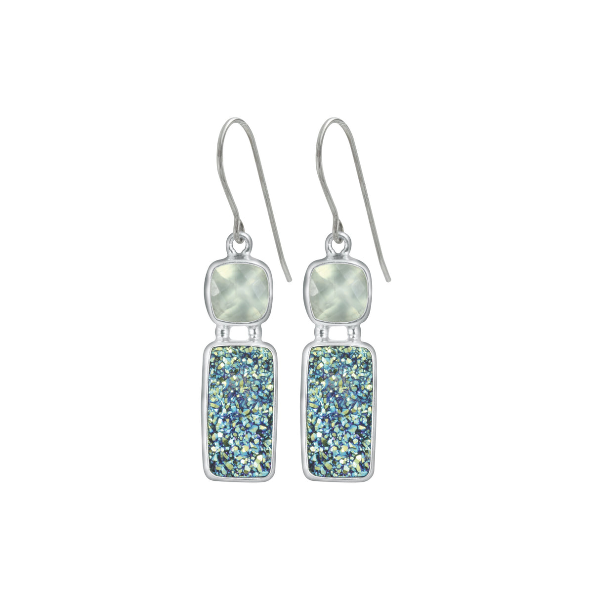 Sterling Silver Earring With Turquoise Square &amp; Rectangle