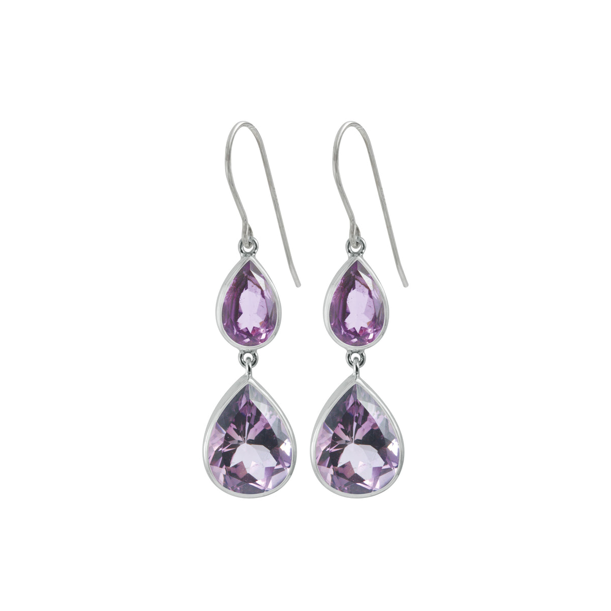 Silver Earring With Blue Topaz &amp; Laboradite Drop