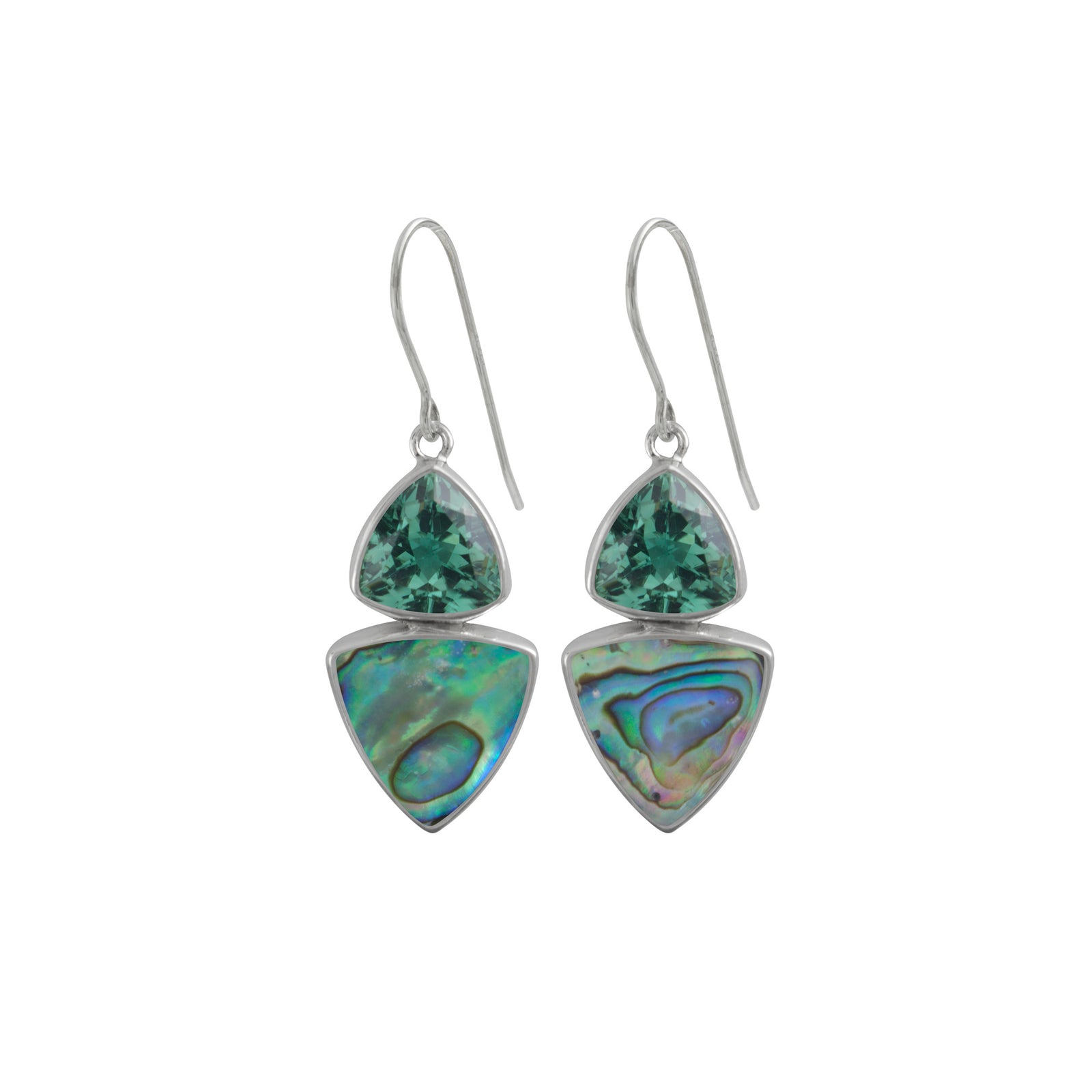 Sterling Silver Earring With Amethyst, Druzy Rainbow Triangle