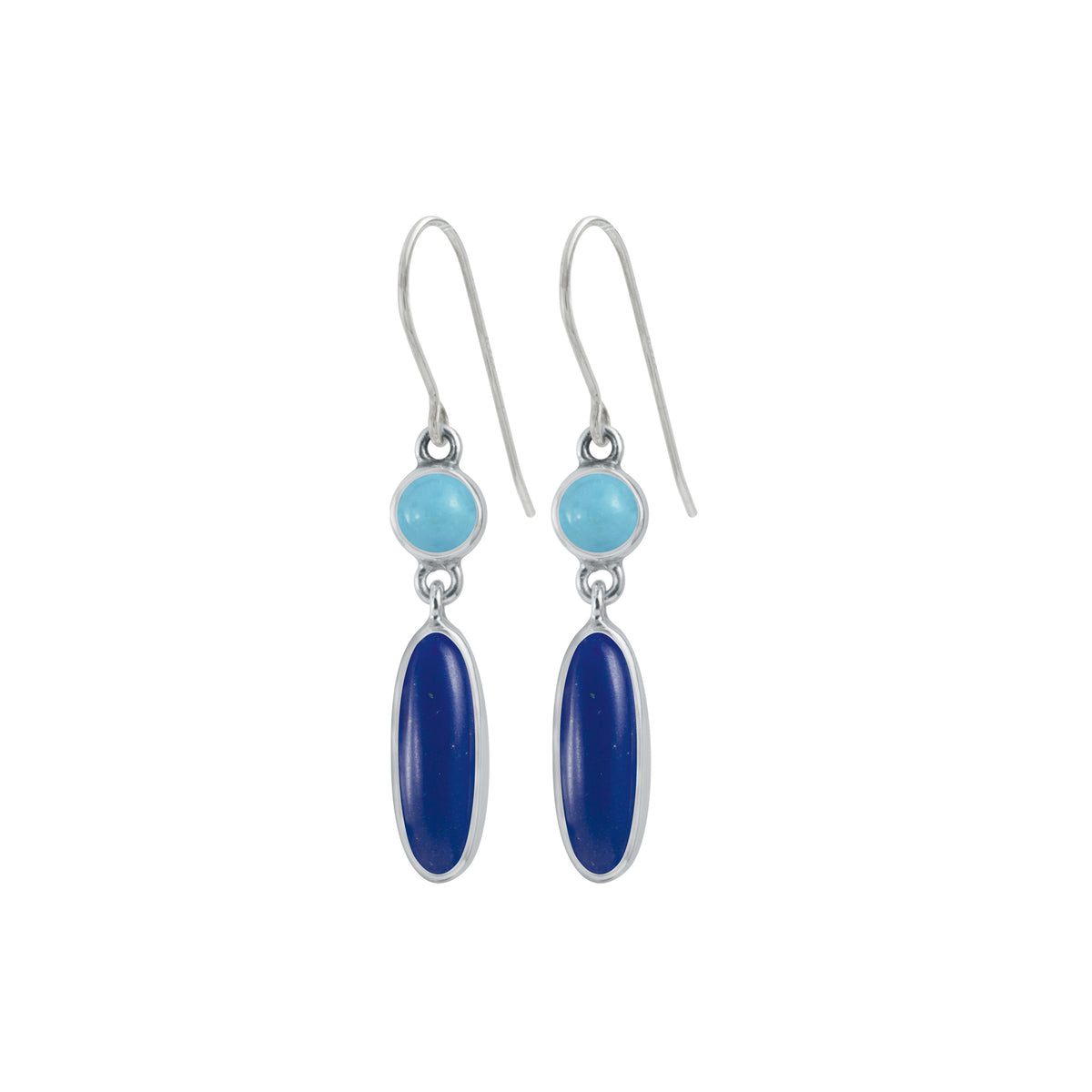 Simple yet Elegant Iolite And Lapis Silver Earrings.