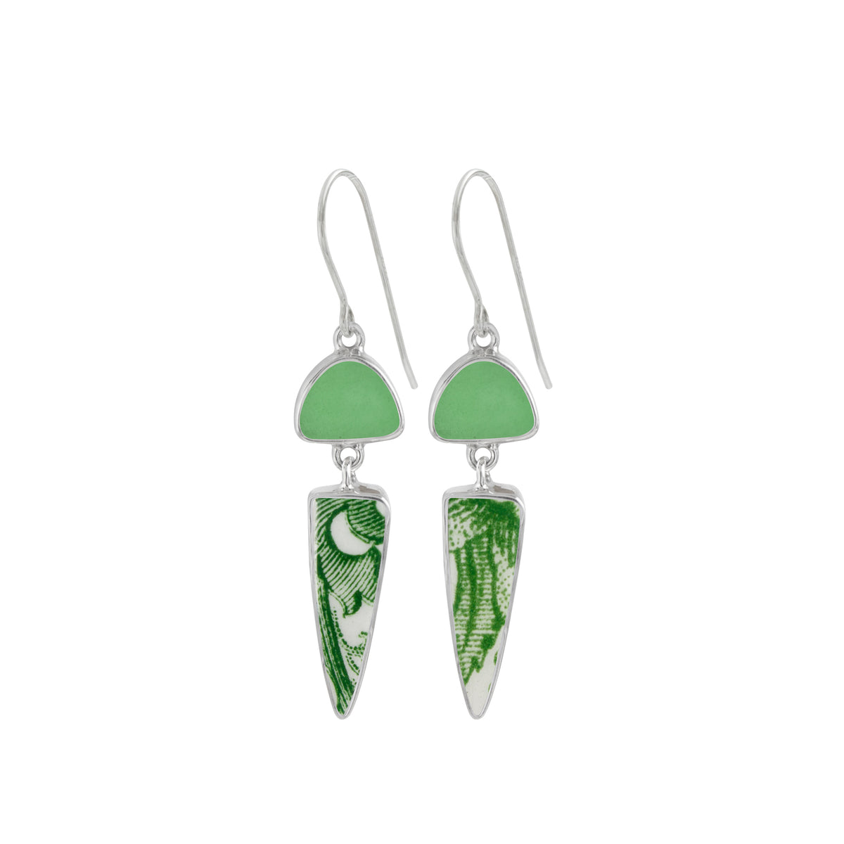 Sea Glass and Vintage Pottery Earring
