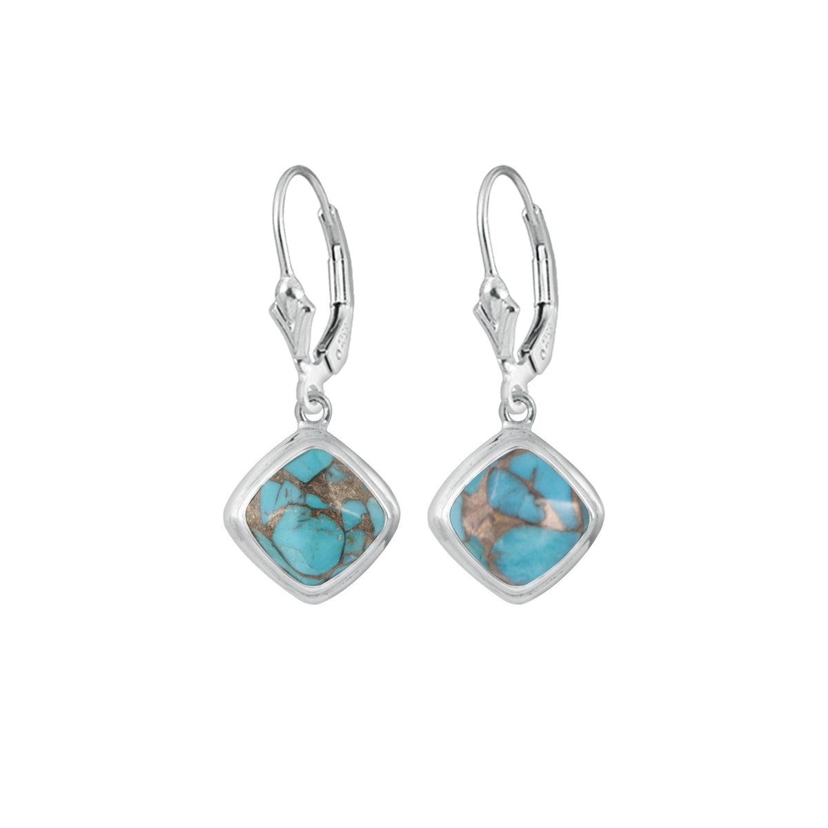 Sterling Silver Earring With Amethyst Square Cushion Cheker