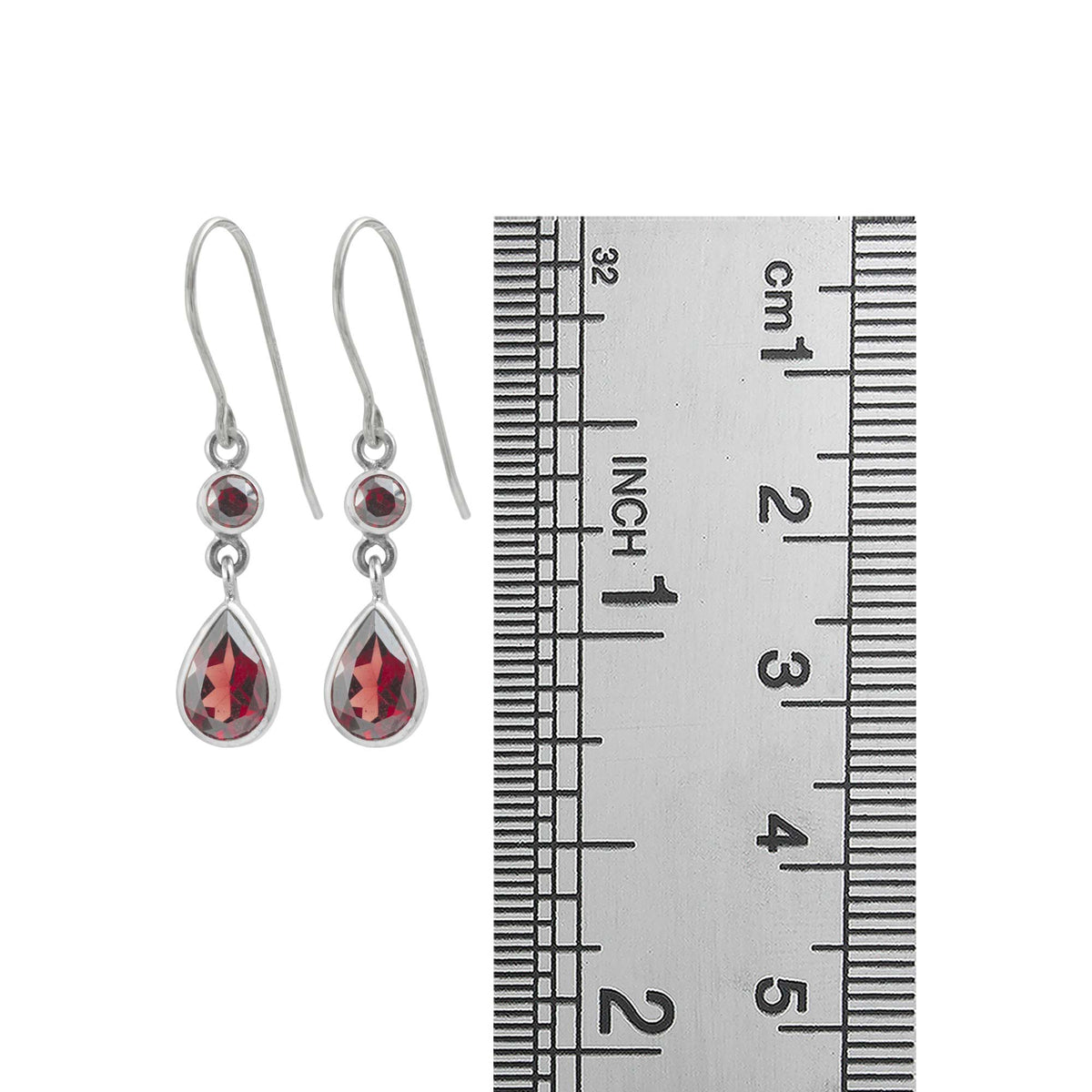 Sterling Silver Earring With Amethyst Round And Pear Facet