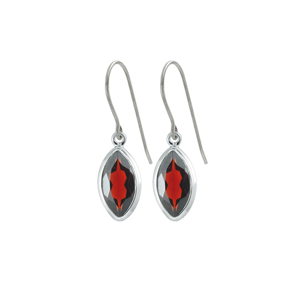 Silver Earring With Garnet