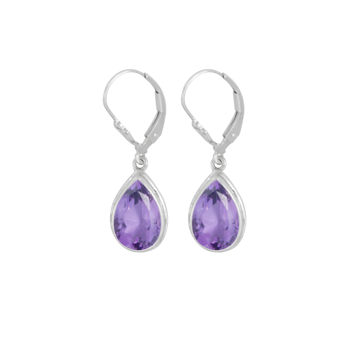 Sterling Silver Earring With Amethyst Pear Facet