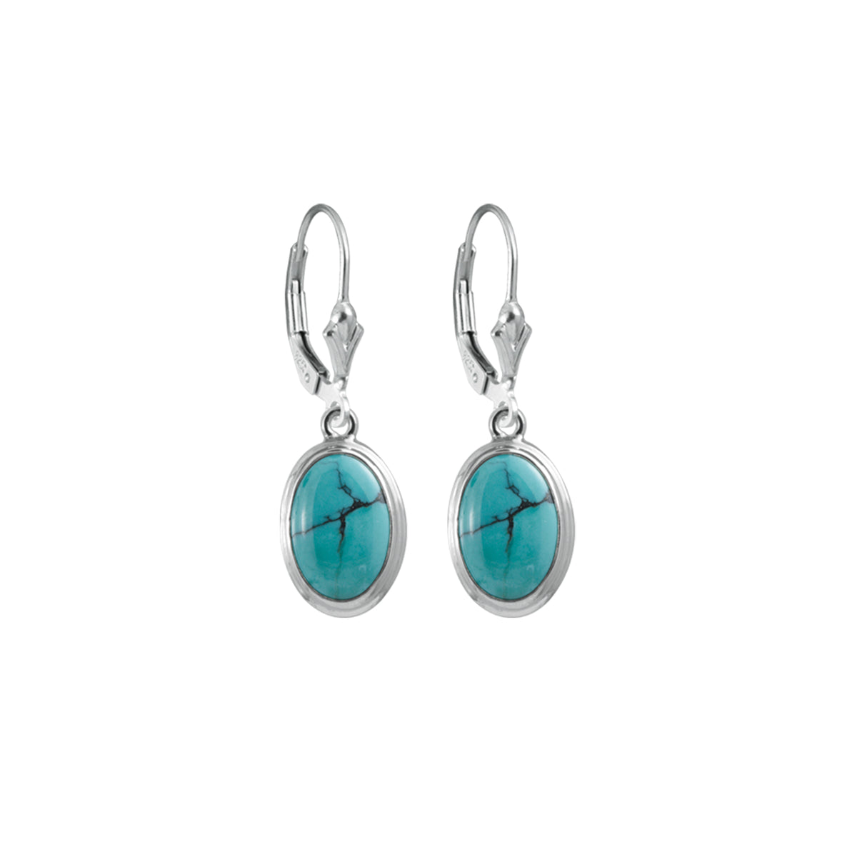 Sterling Silver Earring With Single Stone Coral Oval Drop On Euro Bak