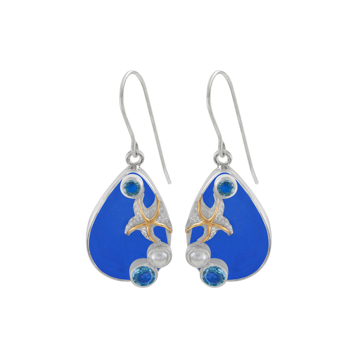 Fantastical Sea Glass Earring with starfish &amp; jewels